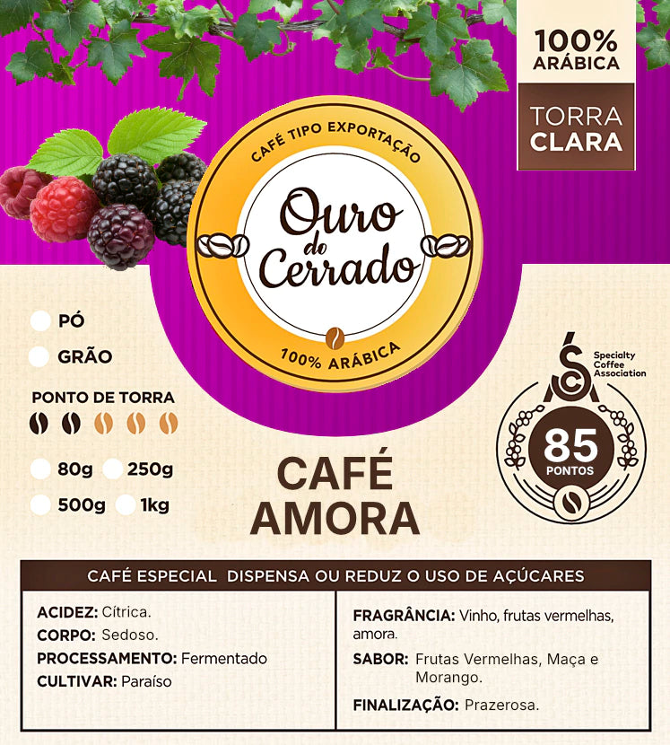 Café Especial Amora Torra Clara 85 pontos SCA